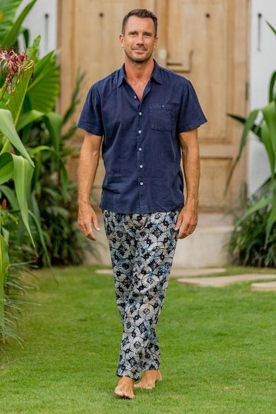 Primary image for Circular Motif Mens Cotton Lounge Pants from Bali Dawn Fireworks
