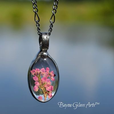 Alternate image for Scottish Heather Pendant Necklace for Women, Real Pressed Flower Jewelry