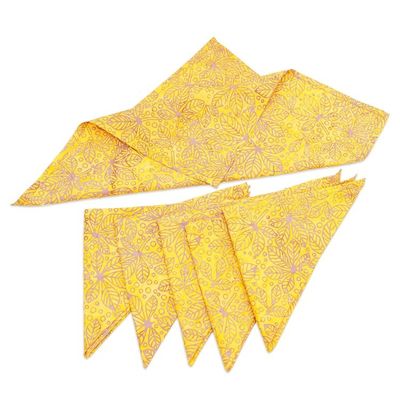 Alternate image for Tropical Leafy 6-Piece Lemon Yellow 100 Cotton Napkin Set Lemon Banquet