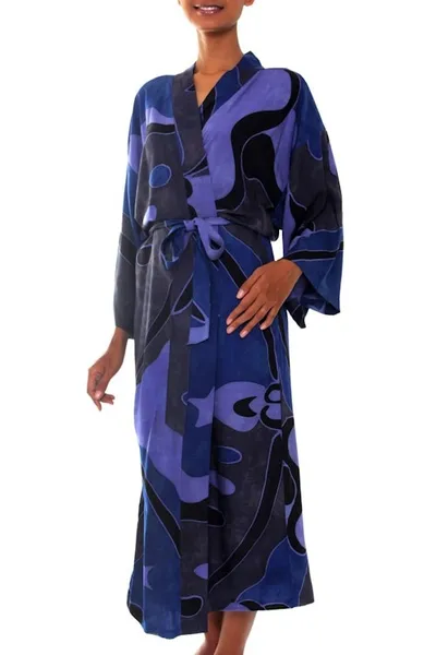 Alternate image for Indonesian Batik Patterned Robe Through the Seas