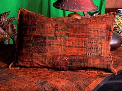 Alternate image for Handmade King-size Rust and Terracotta Guatemalan Patchwork Quilt Set