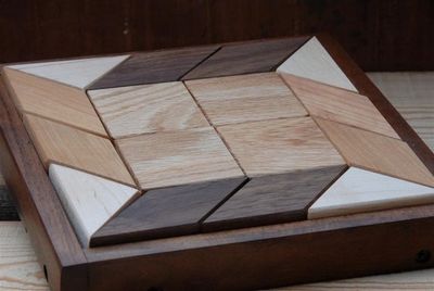 Alternate image for Small Wooden Quilters Puzzle for Home and Office  Solid Hardwood Puzzle
