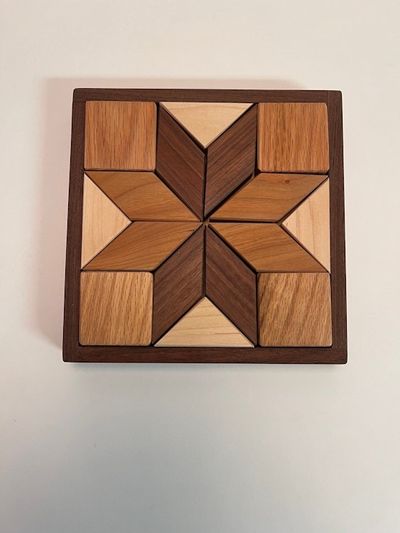 Alternate image for Small Wooden Quilters Puzzle for Home and Office  Solid Hardwood Puzzle