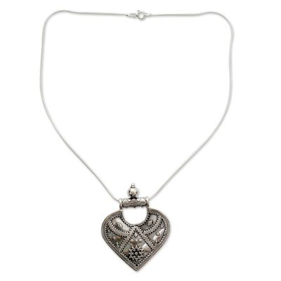 Alternate image for Sterling Silver Necklace Indian Ethnic Jewelry Mighty Heart