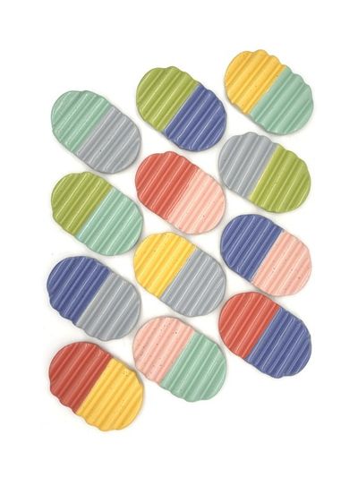 Alternate image for Indigo Lime Colorblock Ceramic Soap Dish