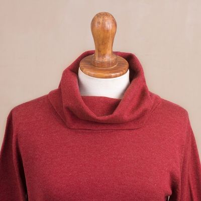 Alternate image for Knit Cotton Blend Pullover in Solid Red from Peru Red Versatility
