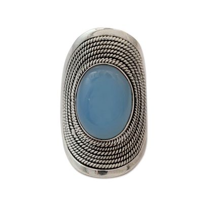 Alternate image for Sterling Silver Jewelry Chalcedony Ring from India Jaipur Skies