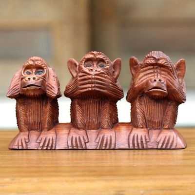 Primary image for Wood Sculpture from Indonesia Three Wise Monkeys