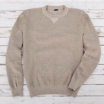 Alternate image for Mens Beige Cotton Pullover Sweater from Guatemala Sporting Elegance