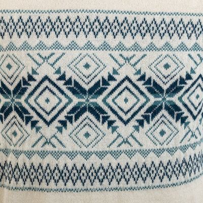 Alternate image for 100 Alpaca Mens Pullover Sweater with Geometric Design Clouds in the Andes