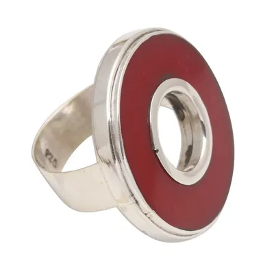 Alternate image for Red Resin and Sterling Silver Cocktail Ring In the Round - Red