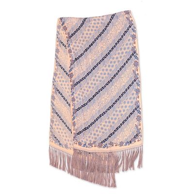 Alternate image for Batik Silk Shawl in Slate and Buff from Bali Slate Majesty