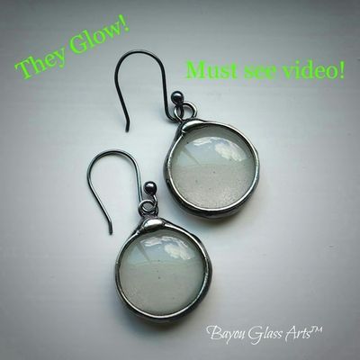 Alternate image for Glow-in-the-Dark Glass Earrings, Handmade Dangles
