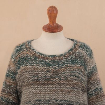 Alternate image for Alpaca and Cotton Blend Pullover Sweater Heathered Earth