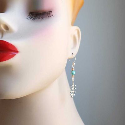Alternate image for Handmade Long Dangle Earrings with Sterling Silver Ear Wires