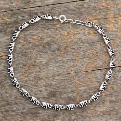 Alternate image for Sterling Silver Link Elephant Anklet Indian Jewelry Elephant Parade