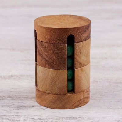 Alternate image for Handcrafted Wood Cylindrical Puzzle from Thailand Spin to Win