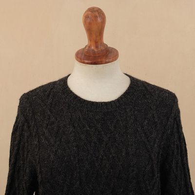 Alternate image for Charcoal Alpaca Tunic Sweater Dress Long Lines in Charcoal
