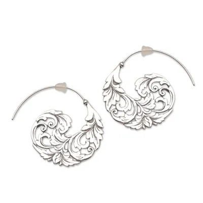 Alternate image for Sterling Silver Vine Half-Hoop Earrings from Bali Garden Waves