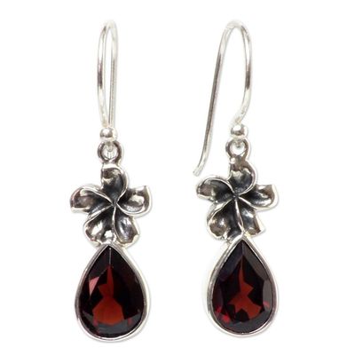 Alternate image for Garnet Floral Earrings from Indonesia Plumeria Dew