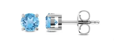 Alternate image for Sterling Silver Blue Topaz Stud Earrings