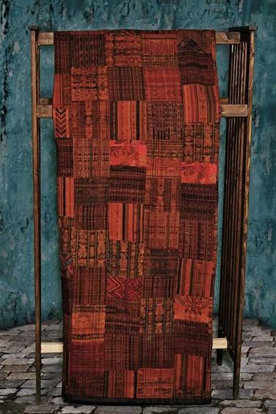Primary image for Handmade King-size Rust and Terracotta Guatemalan Patchwork Quilt Set