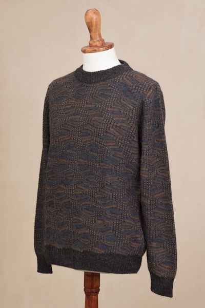 Alternate image for Azure and Sunrise Mens 100 Alpaca Pullover from Peru Nasca Labyrinth