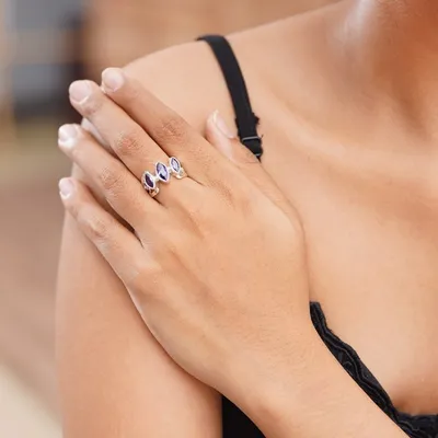 Alternate image for Amethyst and Sterling Silver Cocktail Ring Spark