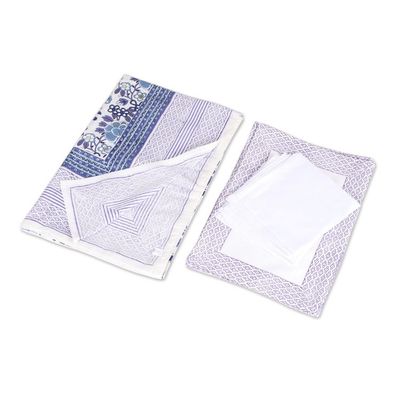 Alternate image for Floral Cotton Table Linen Set in Blue from India Set for 6 Royal Garden