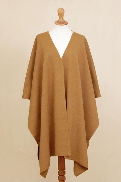 Alternate image for Knit Alpaca Blend Ruana in Sunrise from Peru Elegant Fashion in Sunrise