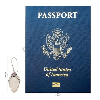 Alternate image for Amethyst Elephant Dangle Earrings with Carved Bone Elephant Grandeur