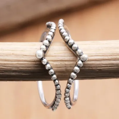 Alternate image for Handmade Sterling Silver Stacking Rings Pair Unguarded Moment