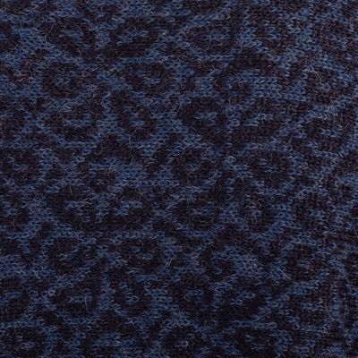 Alternate image for Handcrafted Floral Alpaca Wool Art Knit Cardigan Blue Andean Poinsettia