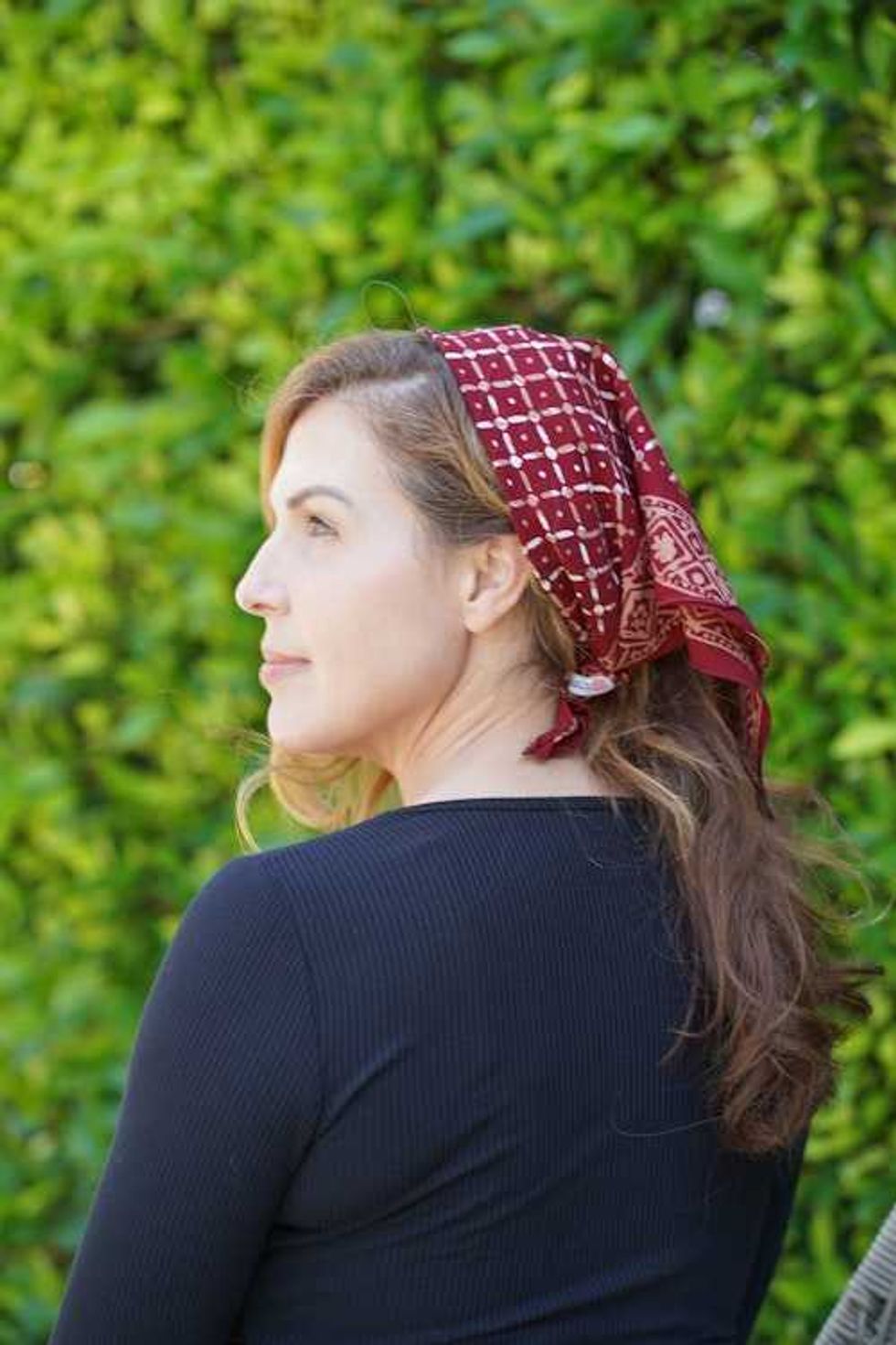 Batik Bandana - Soft Lightweight Cotton, Crimson Cross, Burgundy Red