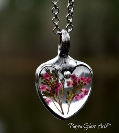 Primary image for Pink Scottish Heather Heart Pendant Necklace