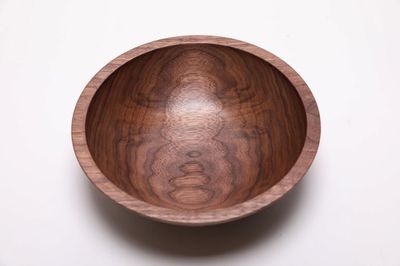 Alternate image for #2426 Curly Wild Black Walnut Wooden Bowl 9 3/8 x 3