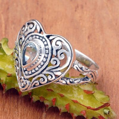 Primary image for Heart-Shaped Blue Topaz and Sterling Silver Cocktail Ring Azure Heart