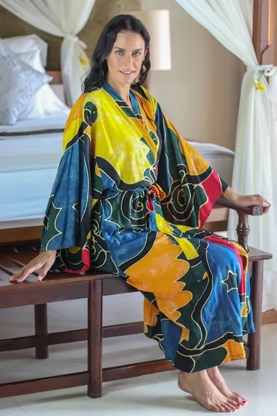 Primary image for Womens Batik Patterned Robe Paradise Peacock