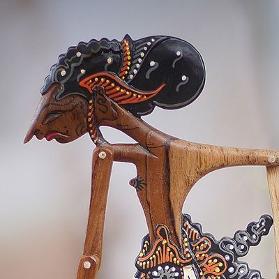 Alternate image for Teak Hindu Warrior Yudistira Decorative Shadow Puppet Yudistira