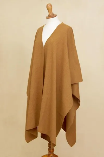 Alternate image for Knit Alpaca Blend Ruana in Sunrise from Peru Elegant Fashion in Sunrise