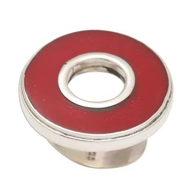 Alternate image for Red Resin and Sterling Silver Cocktail Ring In the Round - Red