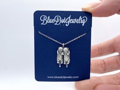 Alternate image for Two Silver Otters Holding Hands Necklace