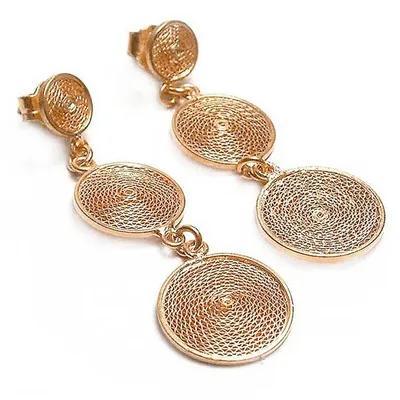 Alternate image for Gold Plated Earrings 21k on 925 Silver Filigree Starlit Suns