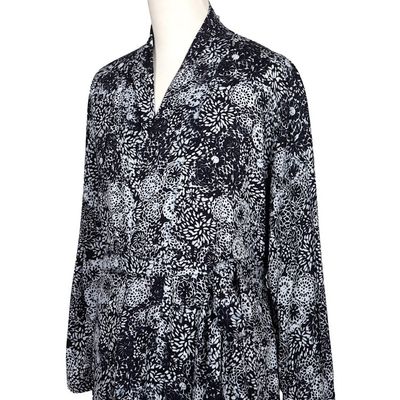 Alternate image for Mens Black Batik Patterned Robe Midnight Stars