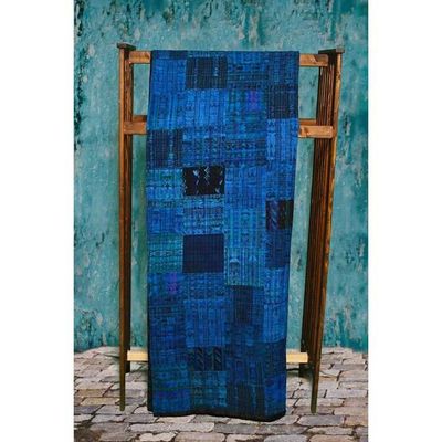 Primary image for Handmade King-size Vivid Blue Guatemalan Patchwork Quilt Set