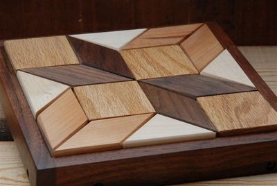 Alternate image for Small Wooden Quilters Puzzle for Home and Office  Solid Hardwood Puzzle