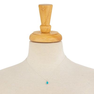 Alternate image for Taxco Sterling Silver Natural Turquoise Teardrop Necklace Heavens Tears