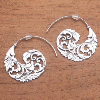Primary image for Sterling Silver Vine Half-Hoop Earrings from Bali Garden Waves