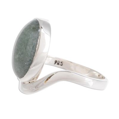 Alternate image for Oval Apple Green Jade Cocktail Ring from Guatemala Mystery of the Earth