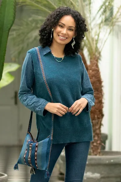 Image for Sweater Vest in 100 Baby Alpaca Everyday Cozy in Teal